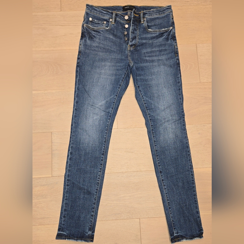 Purple Brand Jeans Men's Size 31 'Dark Indigo Clean' Button Fly Skinny Fit P001